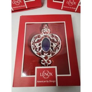 Lenox Gemmed Spire Snowflake Ornament Silver Tone Filigree Purple Gem NEW